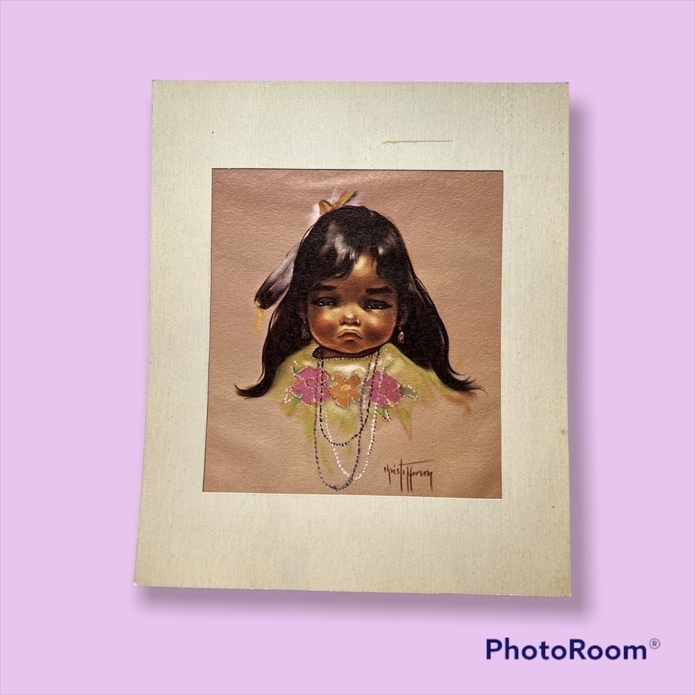 𝅺Vintage Navajo Native American Girl 70s Gerda Christoffersen Art Print